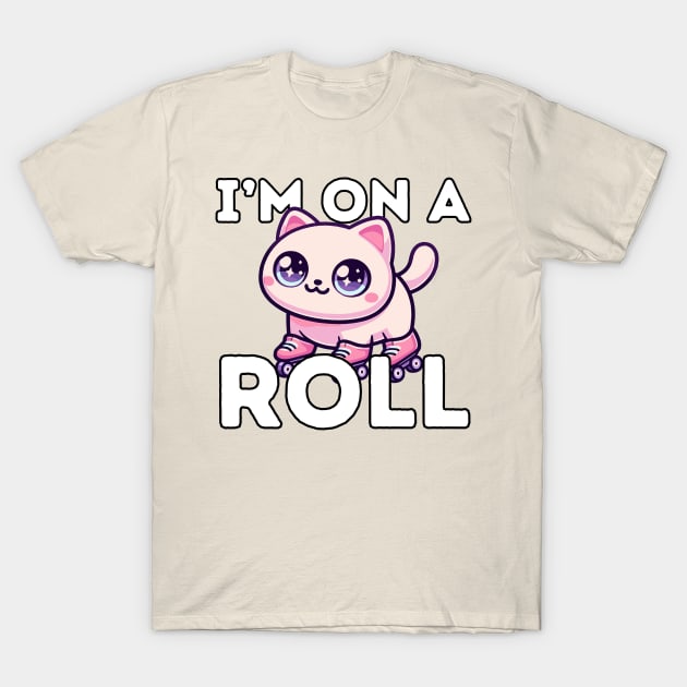 On a Roll- Rollerblading Cat T-Shirt by Mey Designs